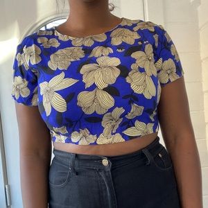 ASOS Hawaiian Print Crop Top with Zipper Back